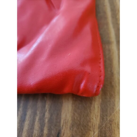 Vintage MCI Red Pleated Faux Leather Clutch Handbag Wrist Strap Zipper Pockets - Picture 10 of 10
